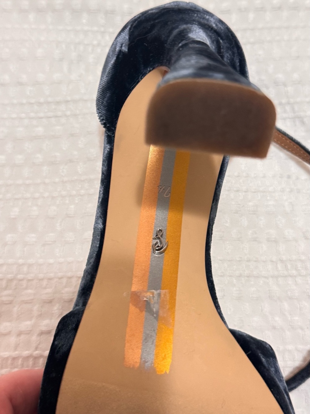 Sam Edelman Teal Velvet Knot Front Ankle-Strap Heels - Picture 4 of 6